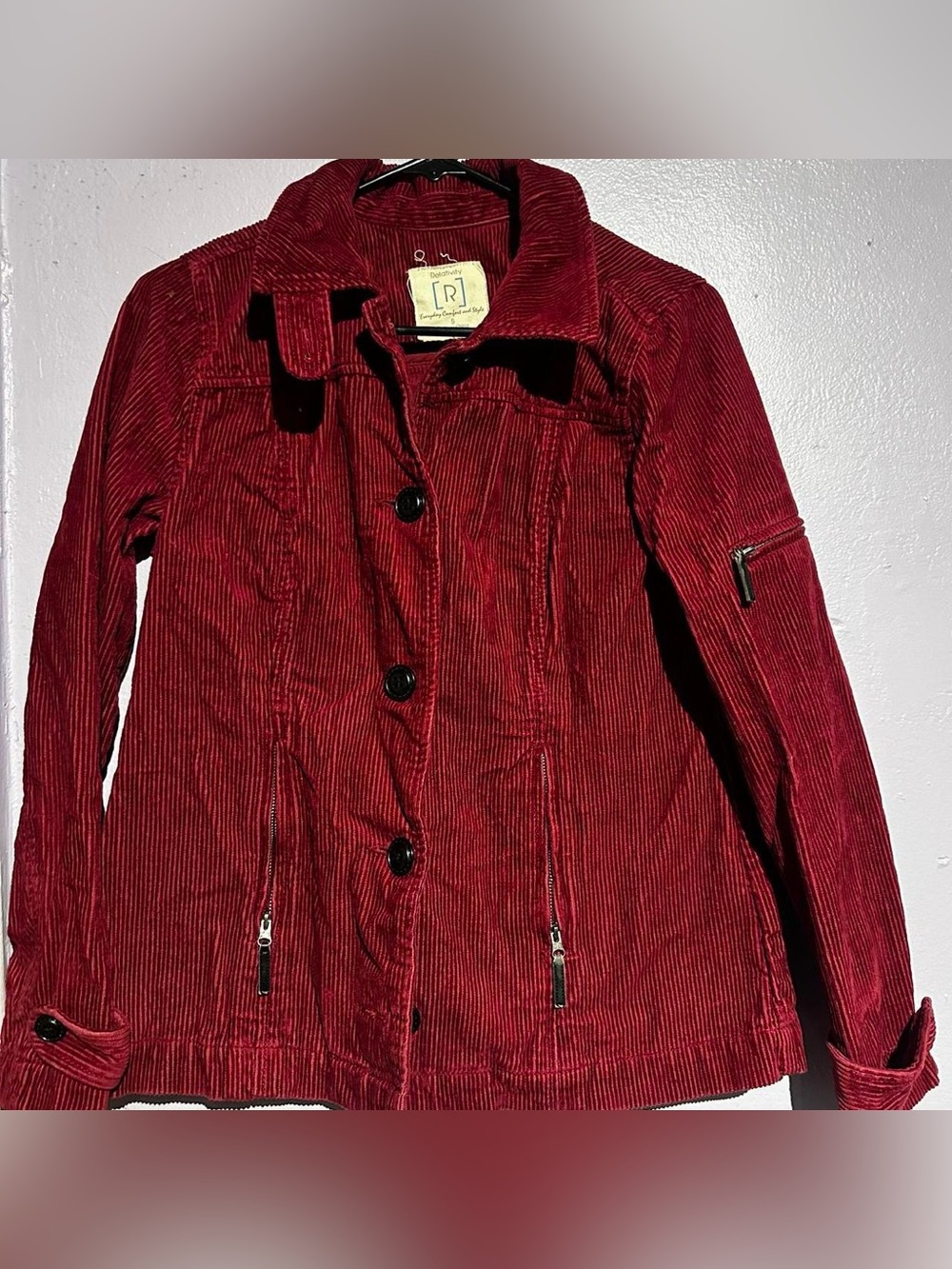 Relativity Red Corduroy Button Jacket